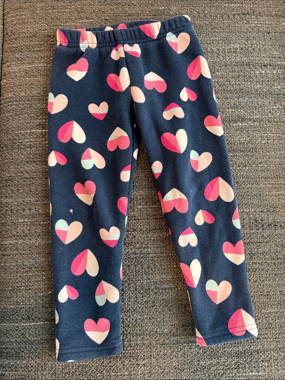 Carter's Navy Leggings with Pink and Cream Heart Print